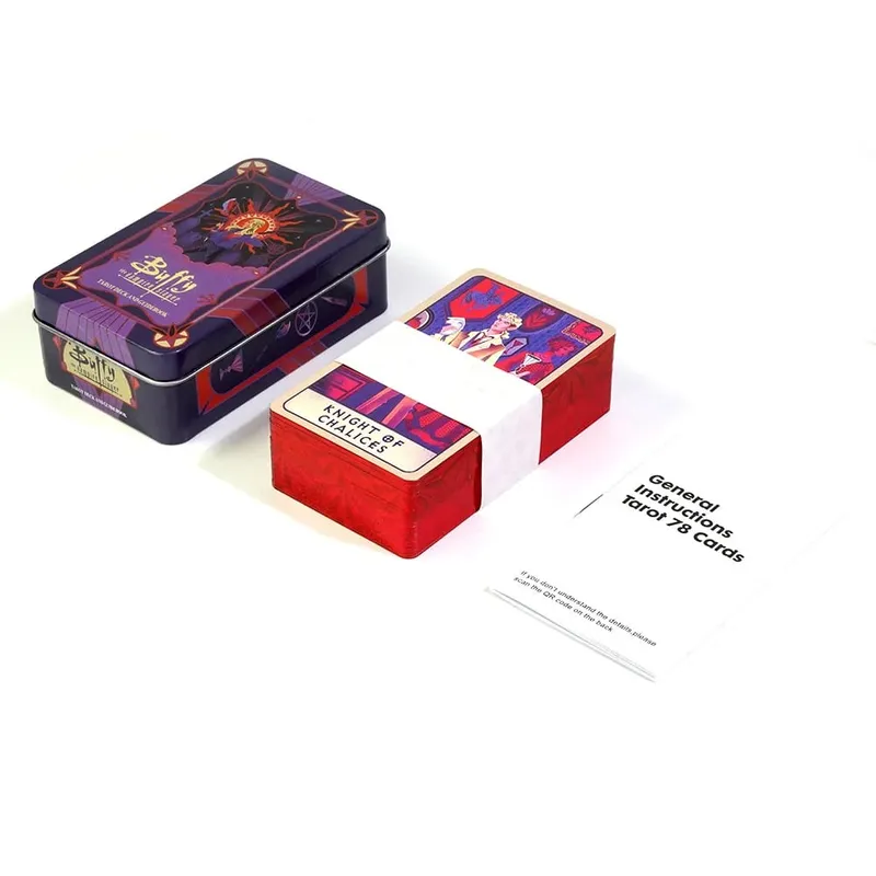 10.3*6cm Buffy The Vampire Slayer Tarot Deck In A Tin Box with Red Gilded Edges 78 Pcs Cartoon Themed Tarot Cards with Guidebook — image 6