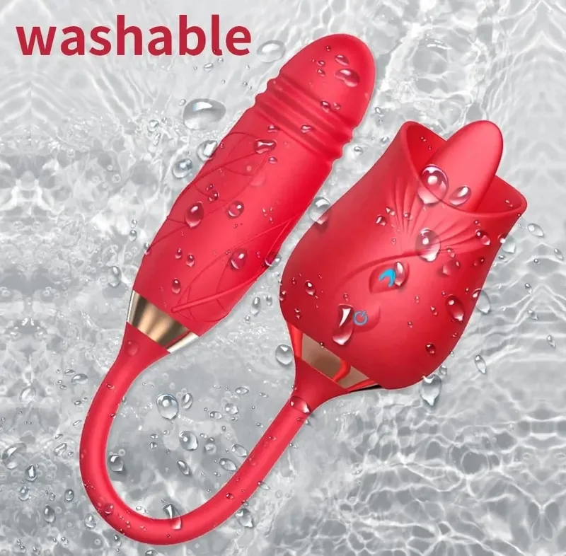 Rose-Licking Vibrator for Women Nipple Clitoral Stimulator Massager Thrusting Dildo 2 in 1 Sex Toy for Women Adult Sex Products — image 3