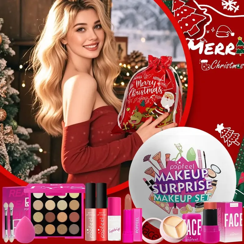 Christmas Surprise Makeup Ball Gift Set-9-Piece Cosmetic Collection with Eyeshadows and Lipsticks - Perfect Holiday Gift — image 3