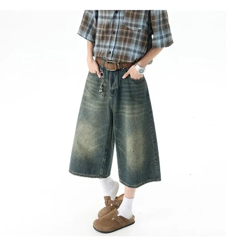 Více kapes Cargo Kalhoty Léto Krátké Džíny Kalhoty Hip Hop Streetwear Baggy Džínové šortky Běžné Široké nohavice Capris Kalhoty 5XL-M — image 10