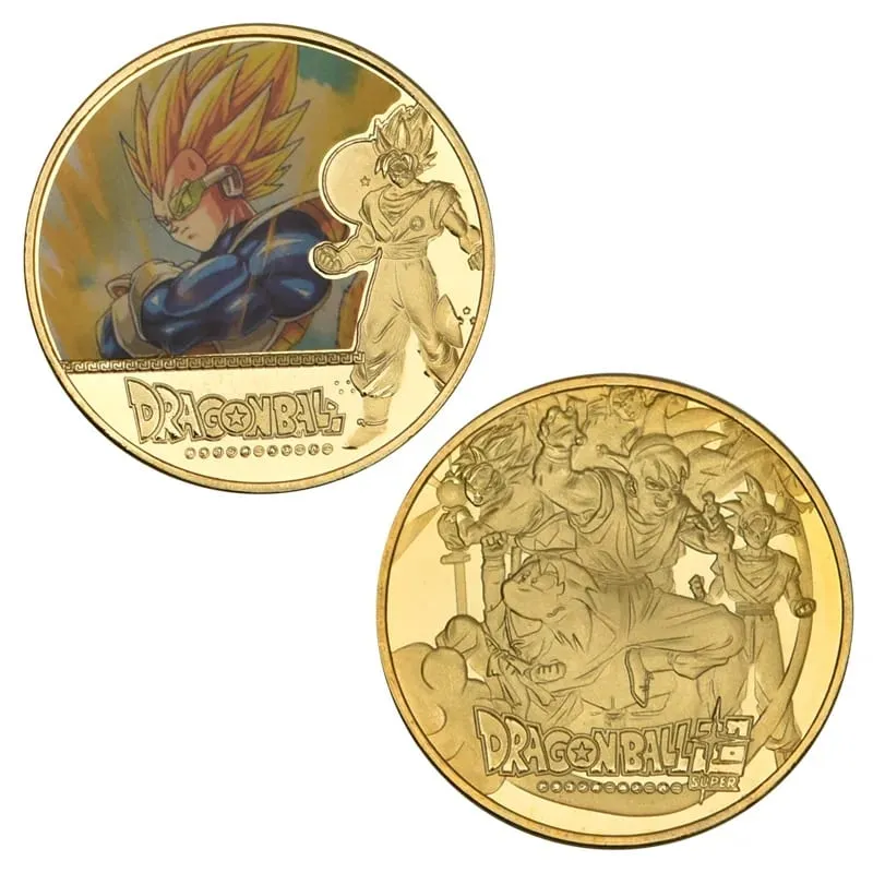 Dragon Ball Gold Plated Gold Coin Son Goku Vegeta Commemorative Coins Children Classic Anime Peripherals Collection Toy Souvenir