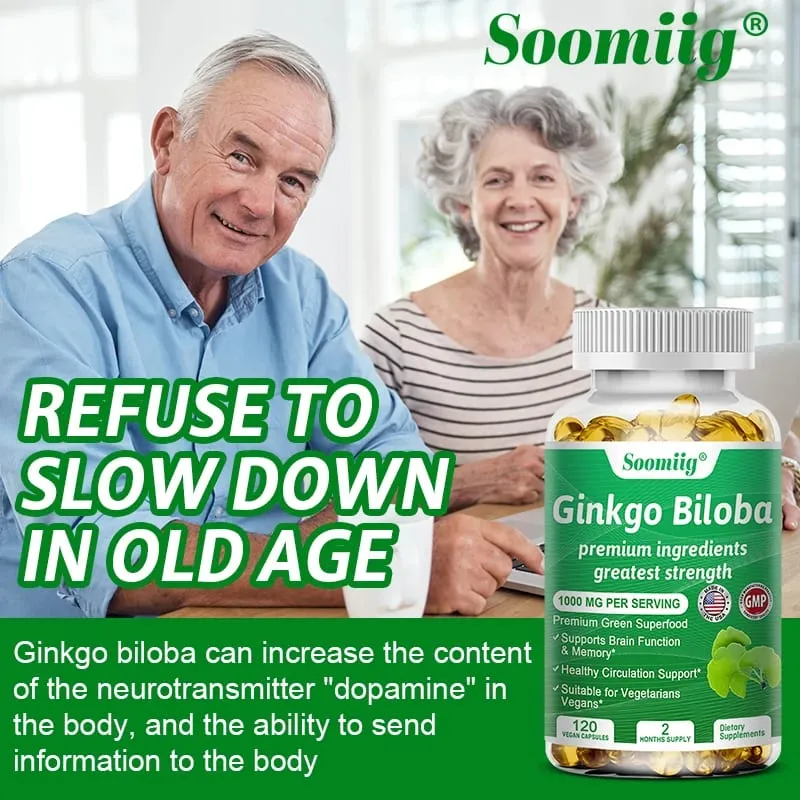 Ginkgo Biloba 1000mg with Vitamin B Zinc Helps Maintain Memory & Cognition Herbal Dietary Supplement Gluten Free & Non-GMO — image 5