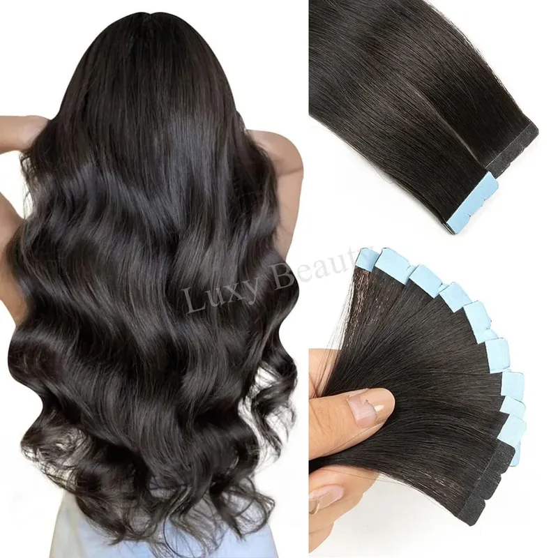Blonde Mini Tape in Human Hair Extensions Double Side Seamless Natural Straight Black Brown Tape Ins Hair Extensions 10pcs/set