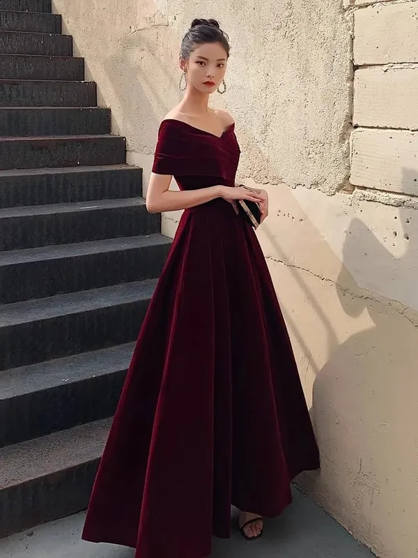 Mauroicardi Spring Long Luxury Elegant Chic Black Soft Velvet Evening Party Wedding Dresses for Women Off Shoulder Maxi Clothes — image 3