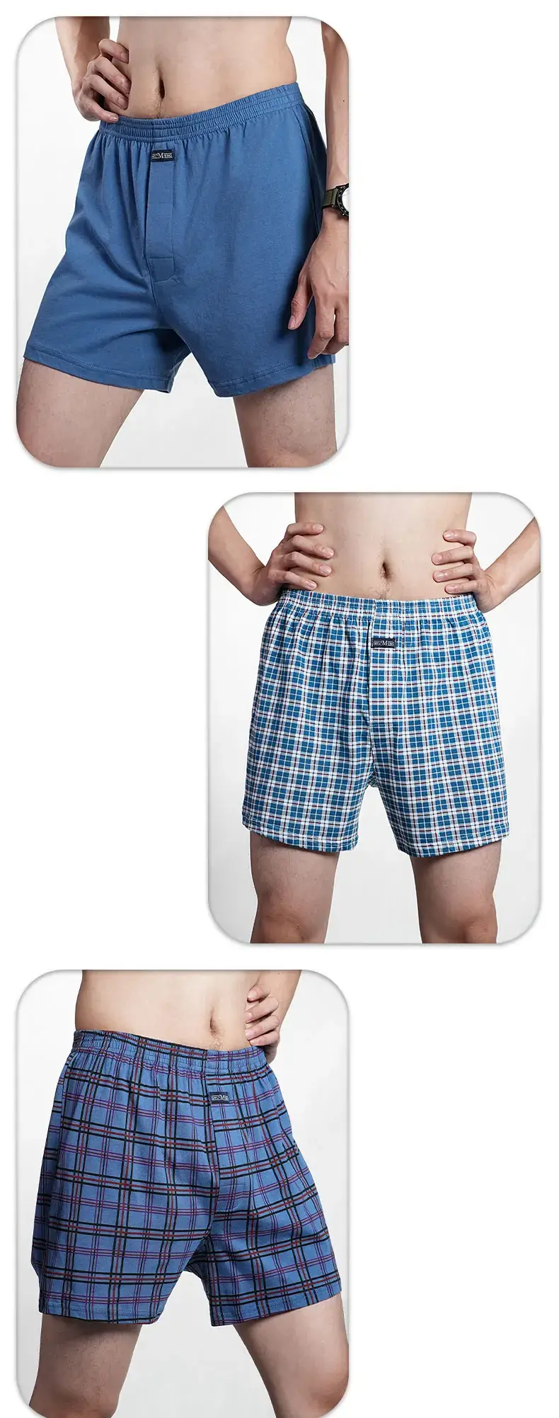 Men's High Waist Big Underpants Pure Cotton Boxer Shorts Underwear Casual Plaid Plus Size Aro Pants Pajama Bottoms at Home M-3XL