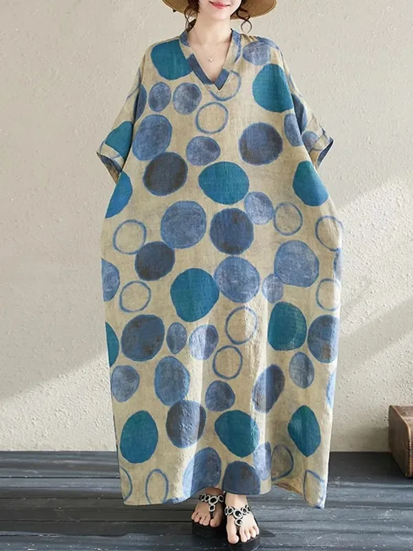 short sleeve oversize cotton vintage Polka Dot new in dresses for women casual loose maxi long summer dress elegant clothes 2026