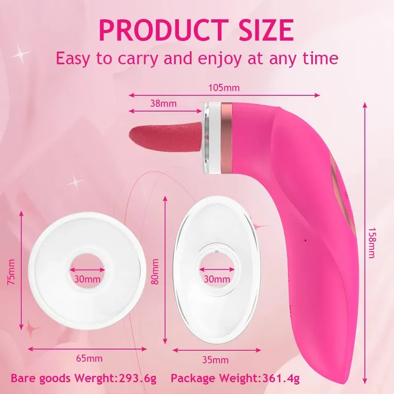 Kvinnlig Clit Sucker Vibrator Sexleksak Kraftfull avsugning Sugande bröstvårtor Stimulering Slicka fitta Massage Onani G Spot Orgasm — image 4