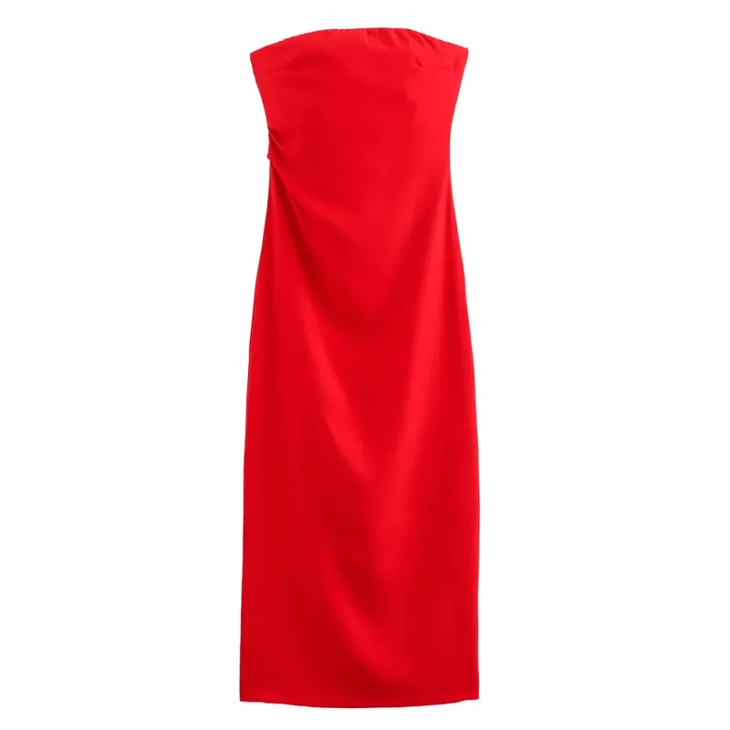 Abito moda donna estate nuovo sexy spacco posteriore con zip pieghettato senza maniche senza spalline Chic femminile francese da sera elegante — image 17
