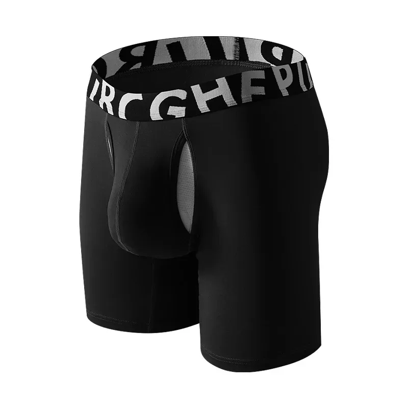 1pc Men's 3/4 Long Boxer Briefs - Inner Sports Underwear, Double-Layer Separate, U-Pouch, Long Length for Wear Inside — image 3