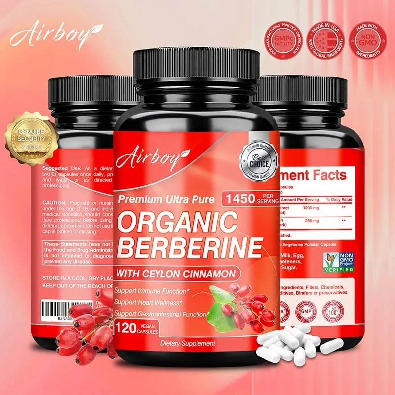 Berberine Capsules - Supports Cardiovascular Health Immune Function Metabolism and Healthy Weight Management — image 1