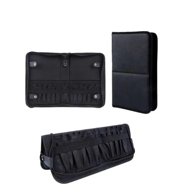 High Quality 14/23/29 Holes PU Cosmetic Makeup Brushes Pouch Portable Black Waterproof Oxford Beauty Brush Bag Organizer — image 4