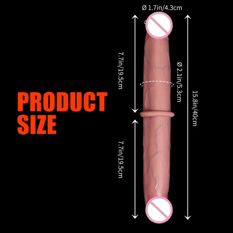 Dildo Berakhir Dua Realistik Dua Belah Besar Panjang Tebal Dildo dengan Urat Dubur Faraj Alat Seks Zakar Dewasa Besar untuk Lesbian