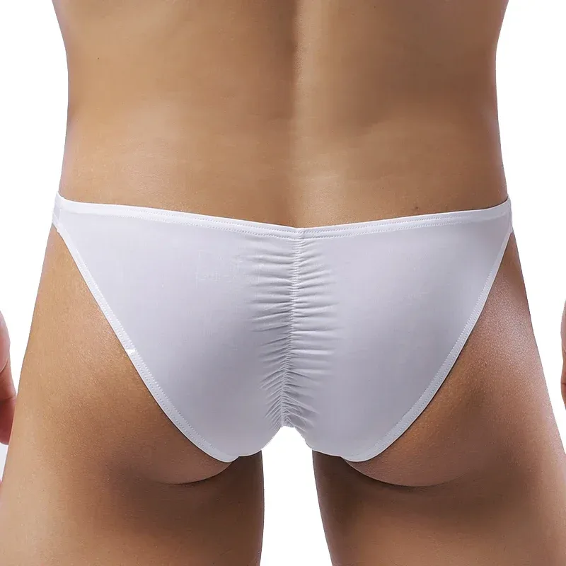 Sexy Men's Underwear Elastic Ice Silk Briefs Ultra-Thin Low Waist Panties — image 11