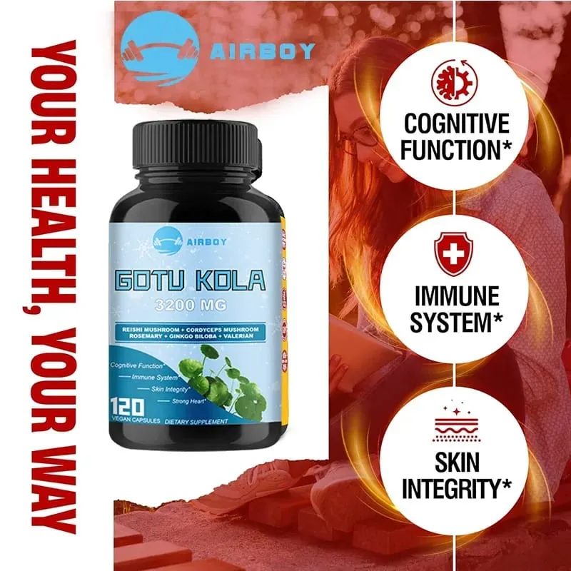 Gotu Kola Capsules - Brain Cognition Immune System Skin Energy & Circulation Supplement - Non-GMO & Gluten FreeSupplements — image 4