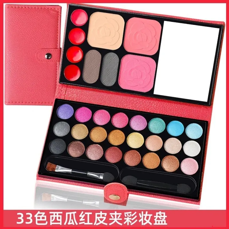 33 Colors Makeup Kit Eyeshadow Powder Blush Lipstick Pallets Long Lasting Girl Pan with Mirror Beginner Plate Cosmetics Makeup