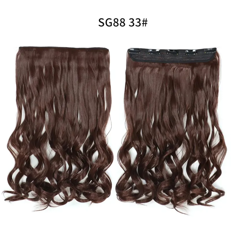 Long Straight Curly One Piece 5clips Clip-in Extensions 22Inch Heat Resistant Hairstyles Colour Mix Blonde Hair Piece For Women — image 33