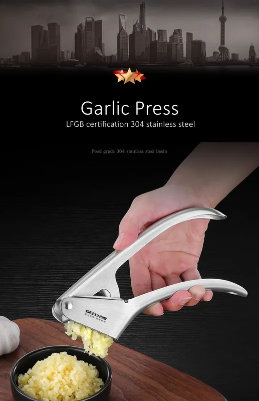 Ultra Thick Pure 304 Stainless Steel Kitchen Garlic Press LFGB Certificated Garlic Masher Durable Ginger Grinder for Barbecue — image 7