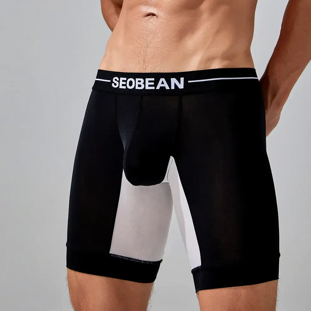 Spring new men's underwear trendy color matching long men's boxer underwear 240201 — image 4