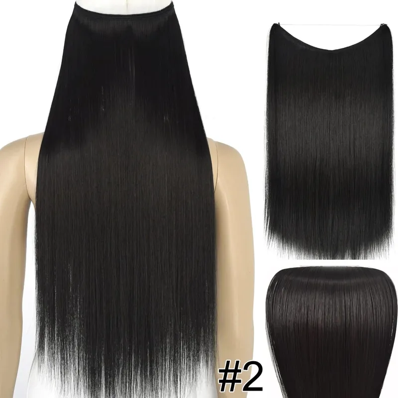 Synthetic Heat Resistant Hair Silky Straight Elasticity Invisible Wire Hair Extensions 8006 — image 8