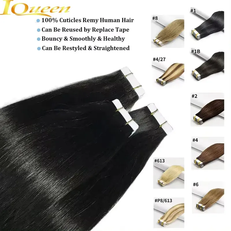 Colored Bone Straight Tape In Hair Extensions 100% Human Hair Invisible Seamless Skin Weft Tape In Human Hair Extensions 26 Inch — image 2