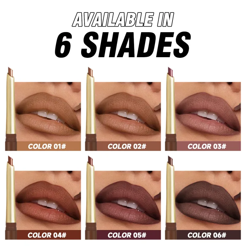 Matte 6-colors Lip Liner Pencil Bevel Design Nib Lip Contour Lipstick Nude Brown Lipstick Pencil Natural Lasting Lipliner Makeup — image 2