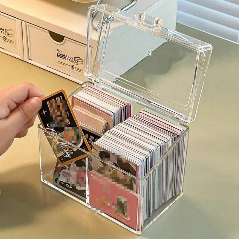 Durchsichtiger Karten-Organizer aus Acryl – für 400 Karten. Präsentationsbox mit zwei Fächern für Postkarten und Spielkarten