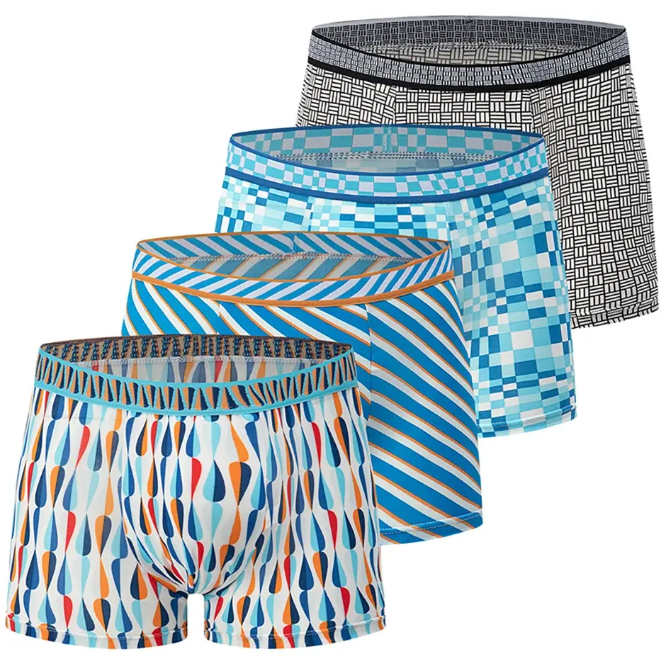 Boxer décontracté à motifs colorés pour hommes, sous-vêtements amples et confortables, surdimensionnés, taille élastique, 4/5 pièces