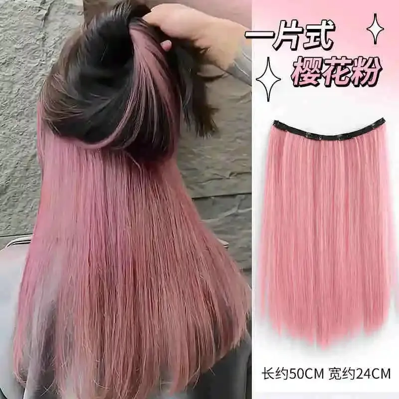 V-shaped One-Piece Synthetic 4 Clip In Hair Extensions Long Straight Hairstyle Hairpiece Colour 50CM Natural Fake Hair — image 5
