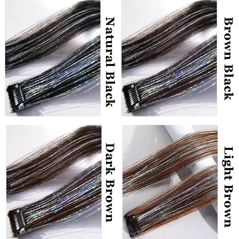 Synthetic Ear-dyed Laser Wig Piece One-card Seamless Feather Hair Extension Artifact Girl Group Stage Headdress Patch — image 6