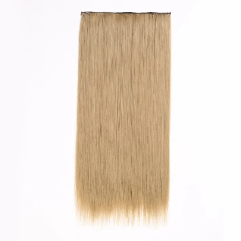 Synthetic Clip in Hair Extensions 6 Pcs/Set 16 Clips Long Straight Hairpieces Clip On Hair Extension for Women Blonde — image 47