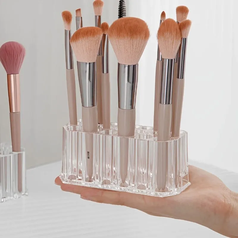 26 Holes Acrylic Makeup Brushes Holder Desktop Lipstick Organizer Eyeliner Cosmetics Pen Storage Rack Transparent Showing Shelf — image 5