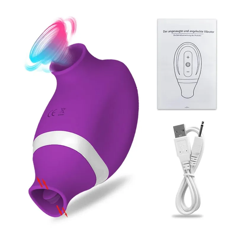 2 in 1 Clit Sucker Vibrator for Women Sucking Licking Double Stimulation Nipples Massagers Tongue Sex Toy Female Adult