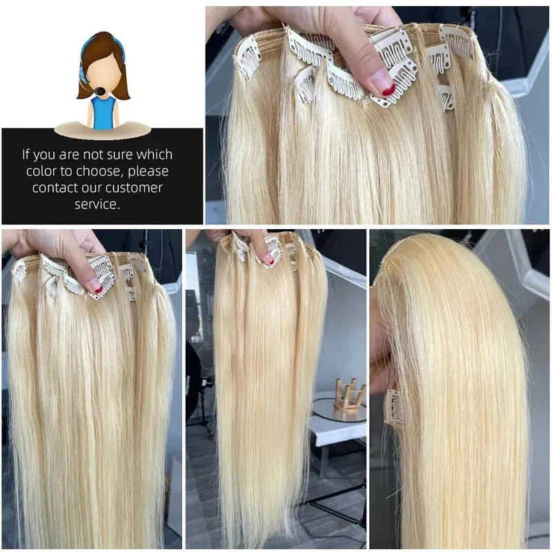 Isheeny 14"-22" Clip In Human Hair Extensions Brazilian Remy Natural Clip Human Hair Extension Real Natural Clip On 50-65G