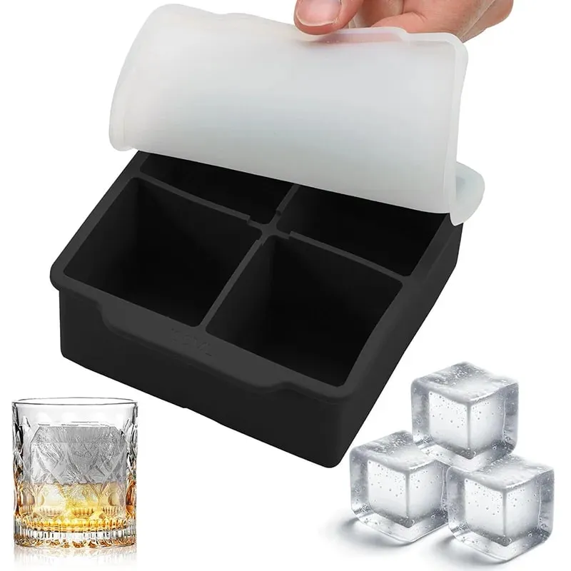 Silicone Large Ice Molds 2 Inch Big Ice Cube Trays with Removable Lid BPA-Free Easy Release and Stackable Flexible Ice Cube Tray — image 2