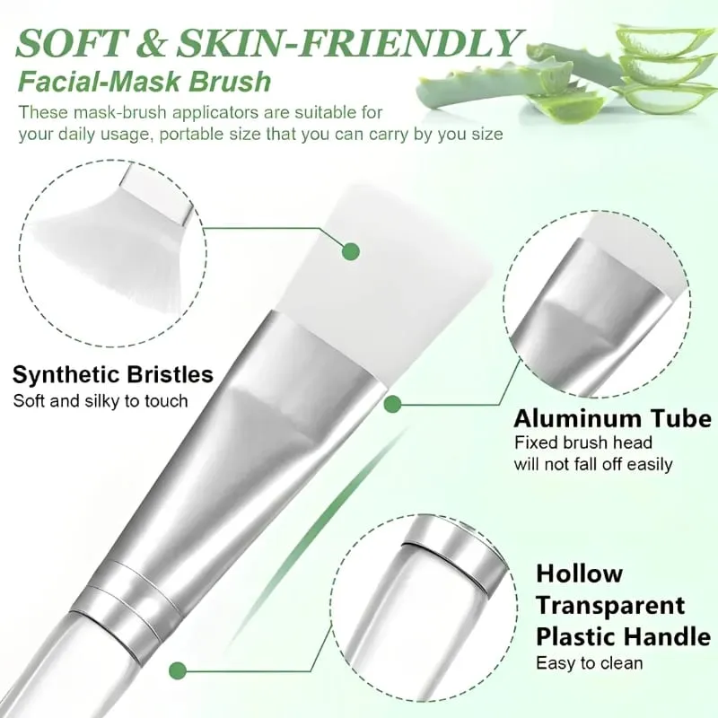 12/6/2pcs Facial Mask Brushes Set Face-Mask Applicator Soft Facial Application Brush with Clear Plastic Handle for Skin Care — image 4