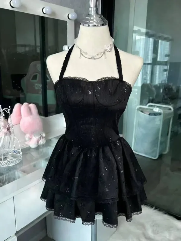 French Style Sweet Cute Polka Dot Splicing Dress Lace Bow Korean Fashion Dresses New Design Slim Waist Lady Y2k Mini Dress — image 11