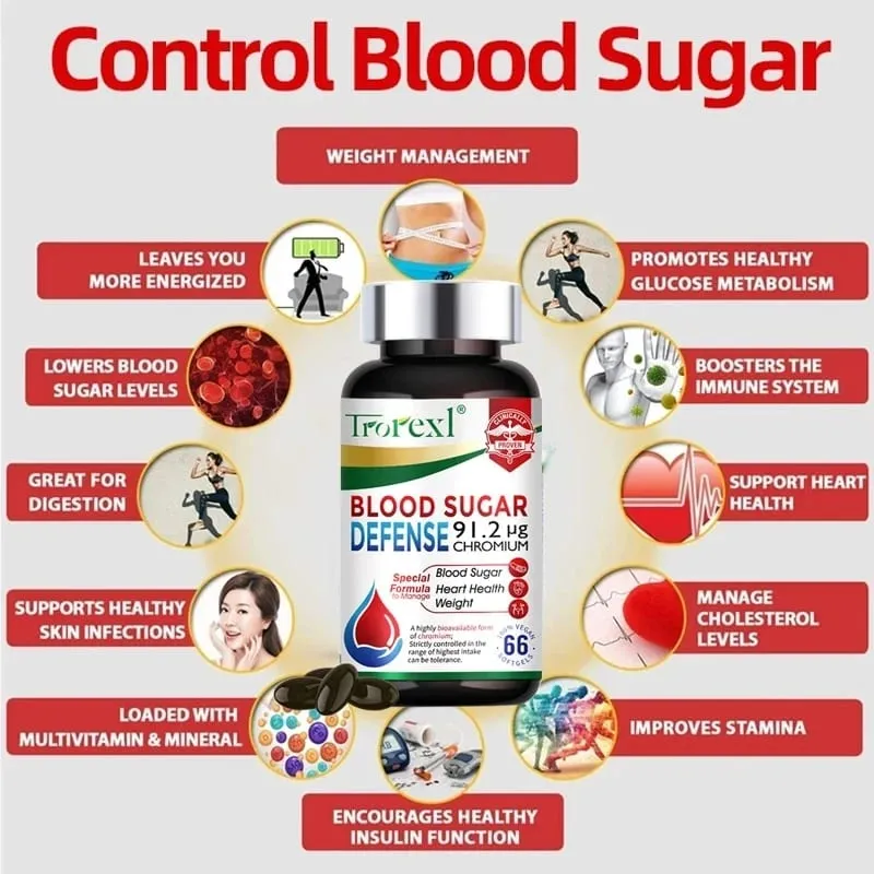 Blood Sugar Diabetes Capsule for Cardiovascular Health Glucose Metabolism Maintain of Normal Blood Glucose Concentrations