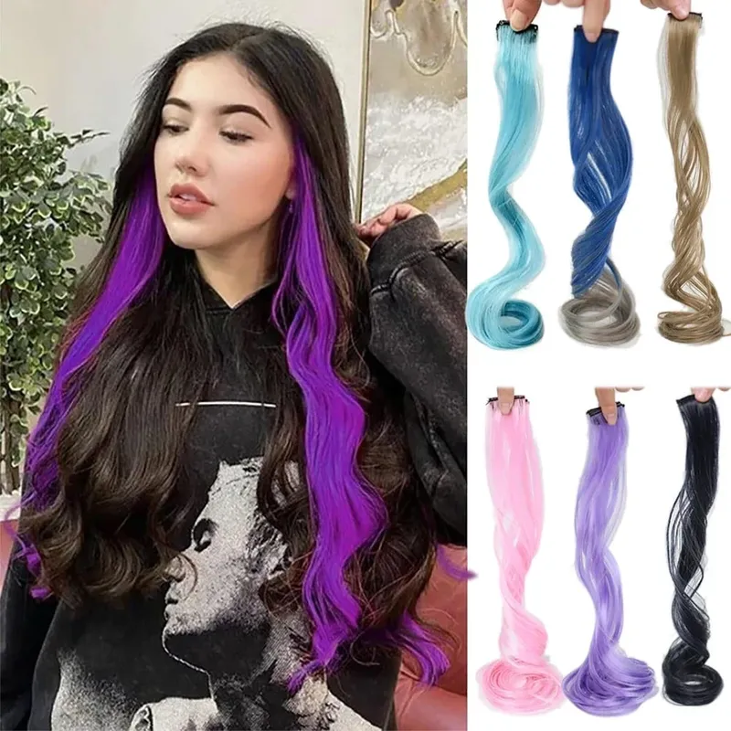 Colored Large Wave Long Curly Wig Ear Hanging Dye Hair Extensions Invisible High Temperature Silk Synthetic Wig Patch — image 5