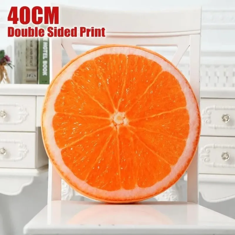 Soft Round Fruit Pillow Simulation Fruit Slice Print Seat Cushion Stuffed Inner Plush Fabric Sofa Cushion Sofa Decor — image 8