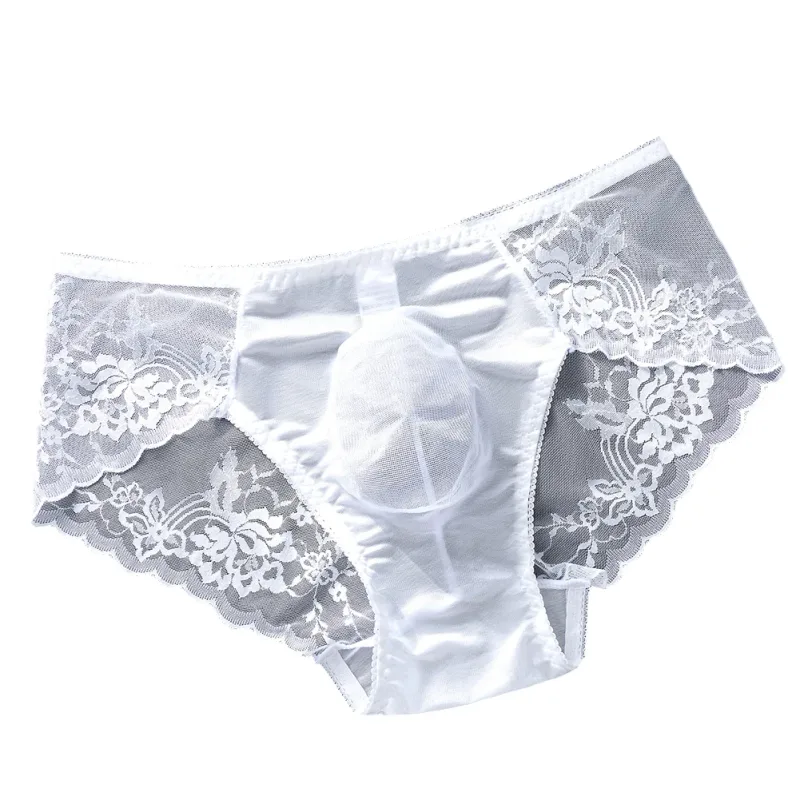 Men Lace Briefs Seamless Ice Silk Briefs Underwear 3D Bulge Pouch Low Waist Gay Panties — image 17