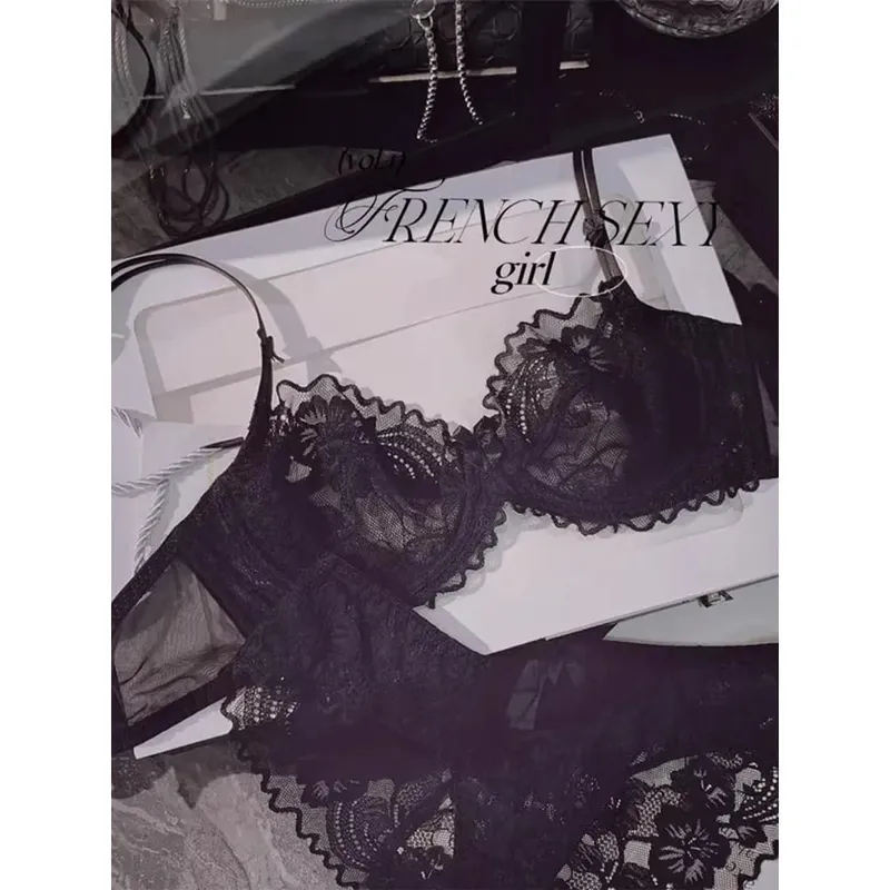 Ensemble de Lingerie en dentelle à Perspective fine française, soutien-gorge Anti-affaissement, à armatures, beauté du dos, grand buste, minimiseur, mise en forme latérale — image 4