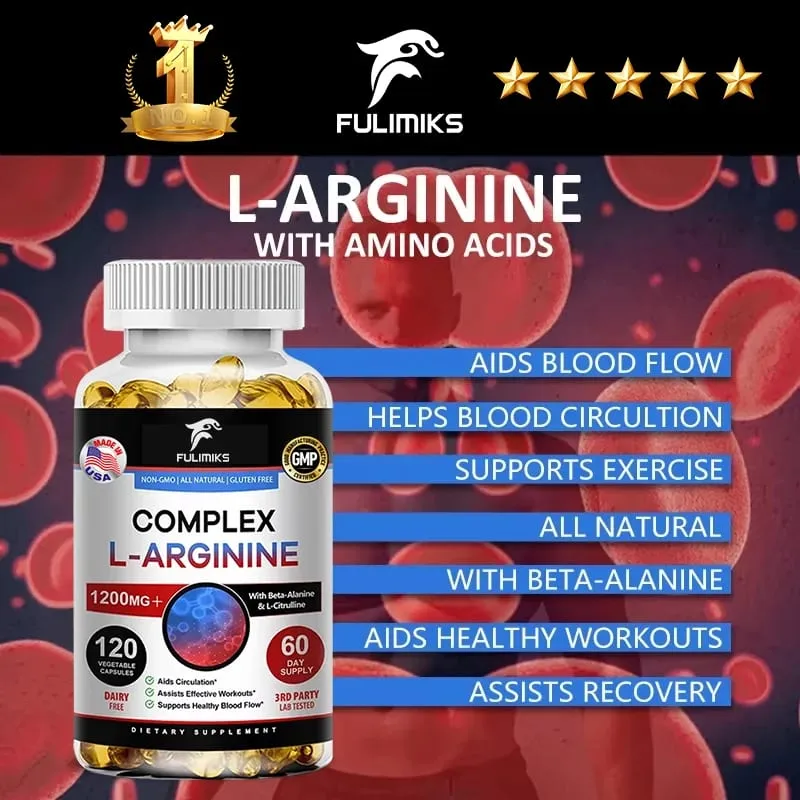 L-Arginine Nitric Oxide Supplement Helps Build Muscle and Supports Blood Flow Circulation Nutrient Delivery and Pumping — image 2