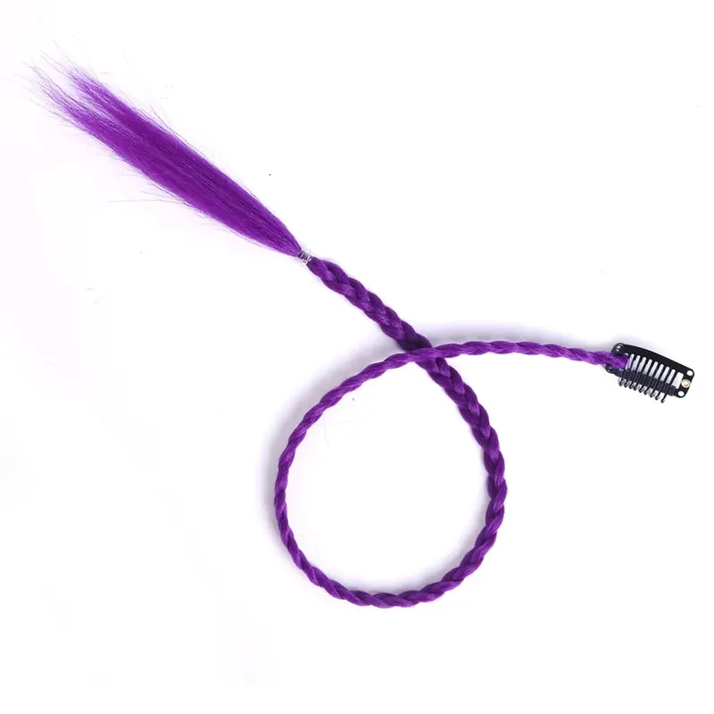 Synthetic 5 Pcs/Lot Clip-in Extensions For Women Ponytail Rainbow Braid Hair Extension 22'' Ombre Hairpiece Box Braid With Clip
