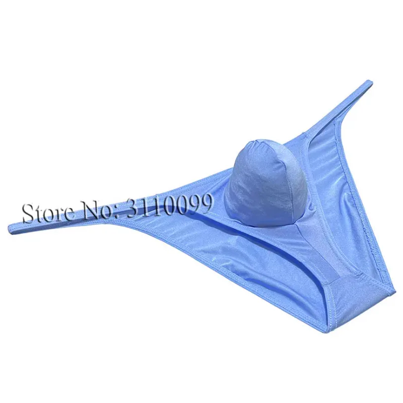 Men's Briefs Shiny Enhance Bikini Bulge Pouch Ruched Skimpy Underwear — image 4