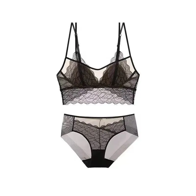 Sexy Lace Bralette No Underwire | French Triangle Cup Bra | Summer Thin Breathable for Women | Slimming Strappy Back Lingerie — image 10