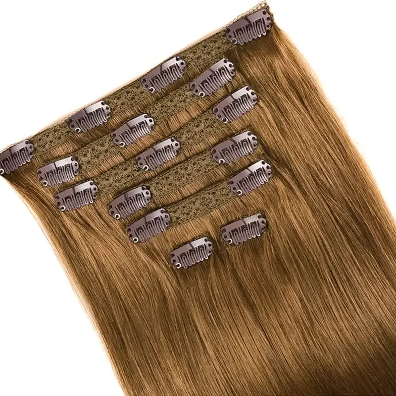 100% Real Human Hair Blonde Clips In Hair Extensions Bundles Natural Black Bulks Blonde 613 Piano Colored Brazilian Hair 30 inch — image 20