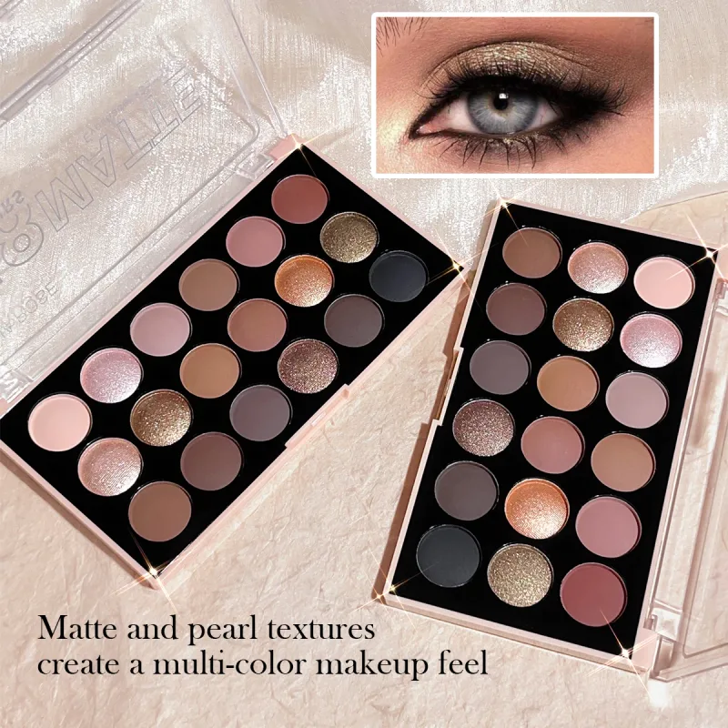 18-Color Eyeshadow Palette – Pearlescent Matte Fine Shimmer Glitter Earth Tones Long-Lasting High-Performance — image 5