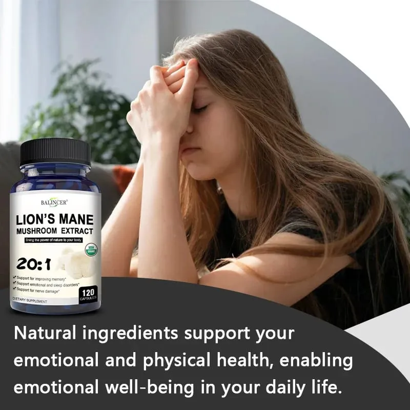 Lion's Mane - Nootropic Brain Memory & Boosts Immune System & Stress Relief Mood and Sleep Health Fights Stress Non-GMO — image 4