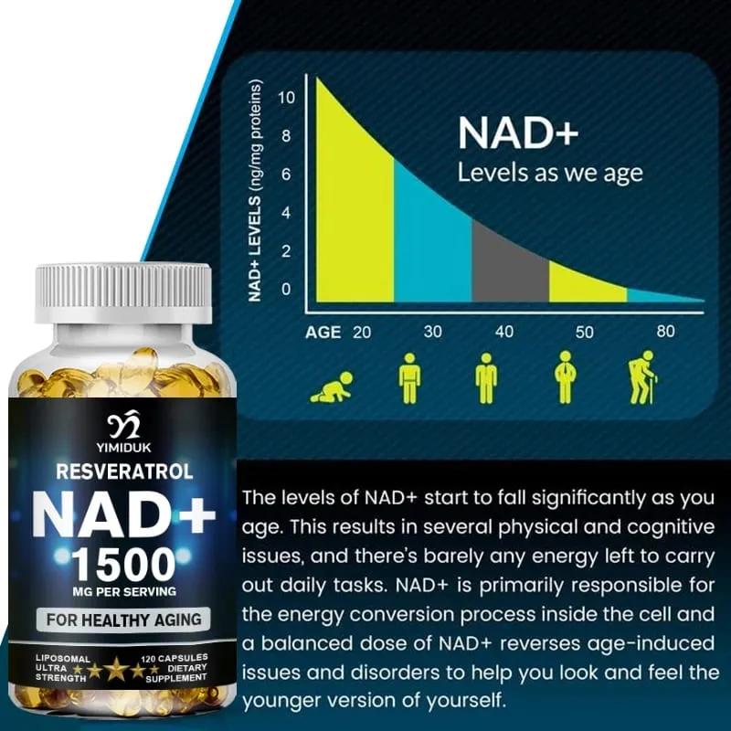 1500mg NAD Supplement - Liposomal NAD+ Supplement with Resveratrol Stamina & Healthy Aging - Strength Capsules — image 3