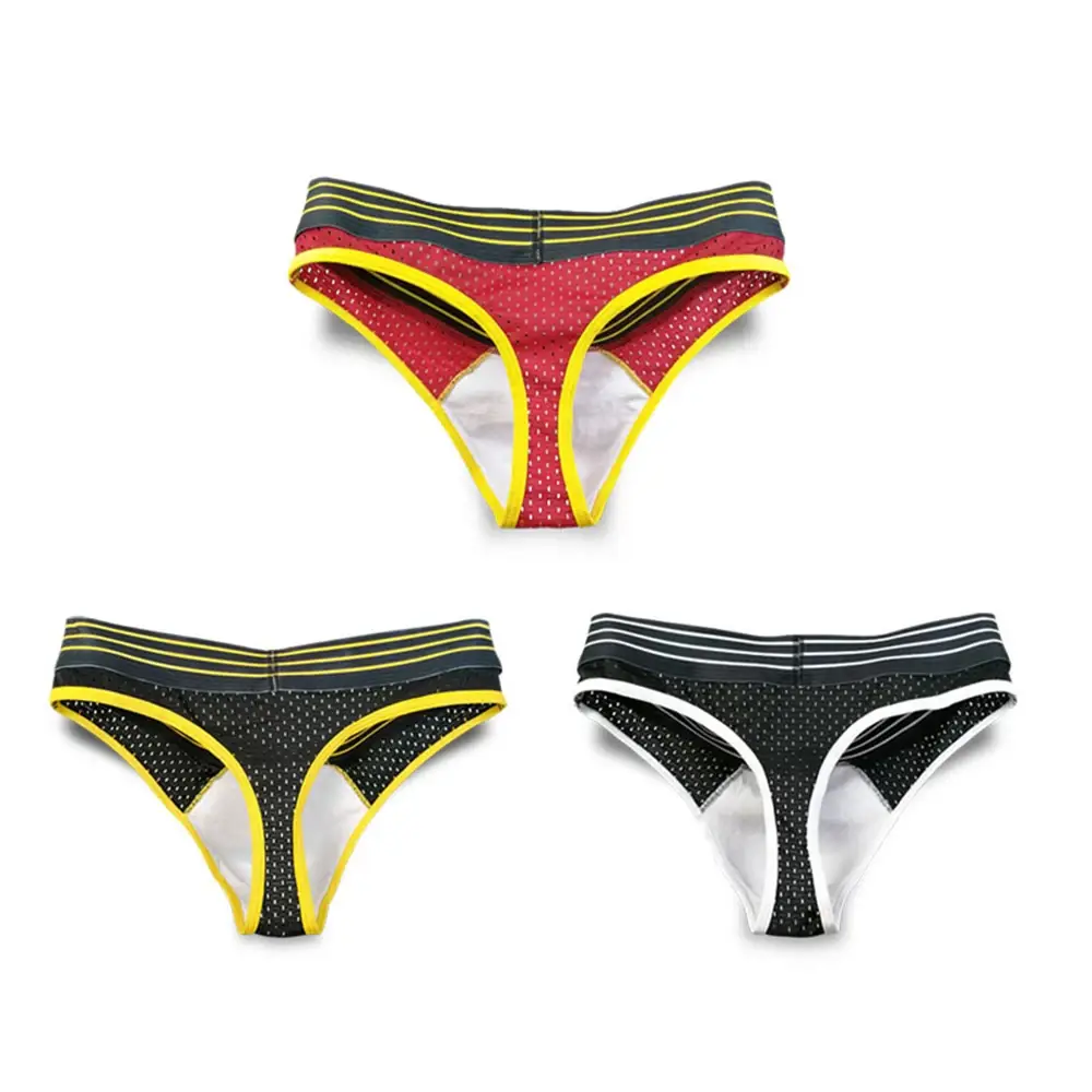 남성 속옷 망 섹시한 통기성 팬티 편지 인쇄 낮은 허리 빅 U 파우치 남성 팬티 메쉬 고탄력 속옷 끈 팬티